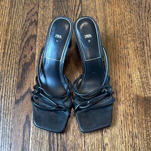 Zara Black Strappy Women's Heels